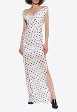 Rita Off-Shoulder Polka Dot Maxi Dress