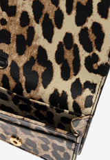 Leopard Print Wallet with Logo Plaque