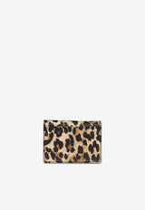 Leopard Print Wallet with Logo Plaque
