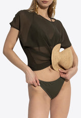 Embroidered Logo Sheer Silk Cover-Up