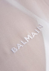 Embroidered Logo Sheer Silk Cover-Up