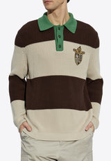 Logo Patch Stripe Polo Sweater