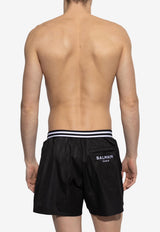 Balmain Logo Print Swim Shorts Black KĄPIELOWE BWB641600 0-001