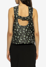 Floral Print Belted Sleeveless Top