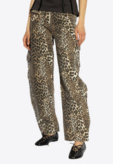 Leopard Print Curved-Leg Pants