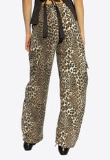 Leopard Print Curved-Leg Pants