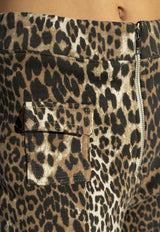Leopard Print Curved-Leg Pants