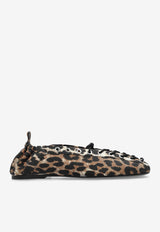 Leopard Print Lace-Up Ballet Flats