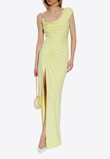 Versace Medusa '95 Draped Maxi Gown Yellow 1014127 1A14475-1Y970