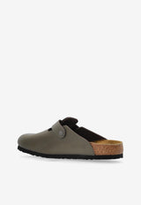 Birkenstock Boston Leather Buckled Clogs Gray 1029079 0-CONCRETE GRAY