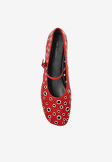 فلات باليه بحزام ماري جين وثقوب معدنية