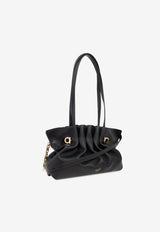 Ferragamo Small Pierc Gathered Leather Shoulder Bag Black 219959 SH PIERC S 783294-NERO