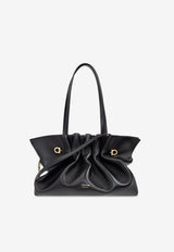 Ferragamo Medium Pierc Leather Shoulder Bag Black 219960 SH PIERC M 783286-NERO