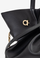 Ferragamo Medium Pierc Leather Shoulder Bag Black 219960 SH PIERC M 783286-NERO