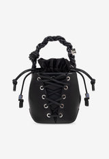 GANNI Mini Bou Lace-Up Bucket Bag Black A6619 5894-099