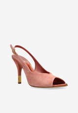 Flower 95 Slingback Suede Sandals
