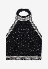 Tweed Halterneck Cropped Top