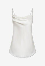 Cowl-Neck Draped Satin Top