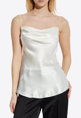 Cowl-Neck Draped Satin Top