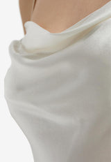 Cowl-Neck Draped Satin Top
