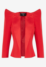 بليزر مفتوح من الأمام بأكتاف بارزة