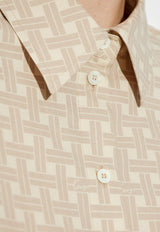 قميص بأكتاف متدلية بجاكار منسوج