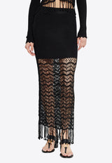 Crochet-Panel Knitted Maxi Skirt