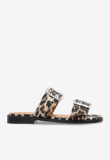 Leopard Print Two-Strap Slides