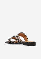 Leopard Print Two-Strap Slides