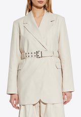 Double-Breasted Belted Blazer