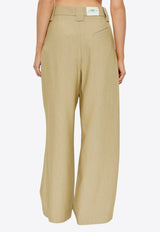 Mid-Rise Pleated Wide-Leg Pants