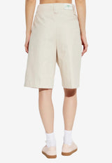 GANNI High-Waist Bermuda Shorts Cream W0379 6911-265
