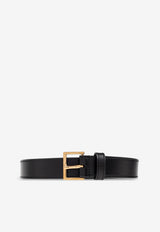 Metal Logo Lettering Leather Belt