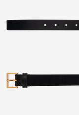 Metal Logo Lettering Leather Belt