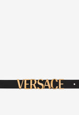 Metal Logo Lettering Leather Belt