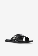 Turnlock Leather Flat Sandals