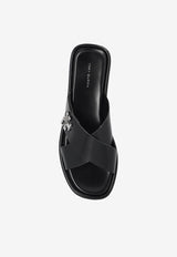 Turnlock Leather Flat Sandals