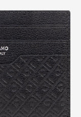 Ferragamo Monogram Leather Cardholder Black 661571 MINI EMBOS 780076-NERO