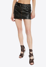 Brushed Leather Mini Skirt