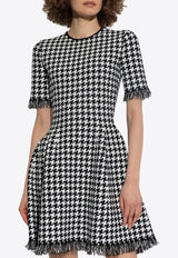Houndstooth Short-Sleeved Mini Dress