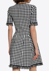 Houndstooth Short-Sleeved Mini Dress