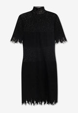 Lace Mini Dress with High-Neck