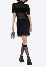 Lace Mini Dress with High-Neck