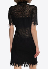 Lace Mini Dress with High-Neck