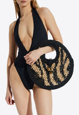 بدلة سباحة بمشبك شعار الماركة مع حمالات عنق