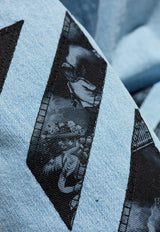 جينز بطبعة خطوط مائلة وقَصة ساق مُستقيمة