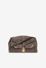 Ferragamo Large Hug Suede Shoulder Bag Gray 219983 HUG POUCH L 784188-CONCRETE