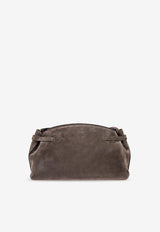 Ferragamo Large Hug Suede Shoulder Bag Gray 219983 HUG POUCH L 784188-CONCRETE