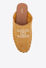Celine Marlou Triomphe Suede Slippers Brown 358893954C_19DT_Brown_31183795
