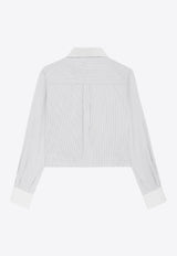 Celine Striped Cropped Shirt White 2C6890C79_01CQ_Blue_31183807